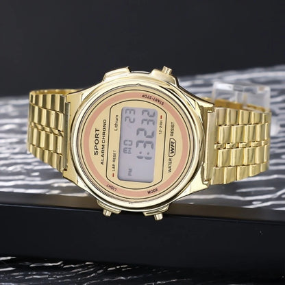 Luxury Retro Square Digital Watches for Men and Women - Rose Gold and Silver Ladies Wristwatches