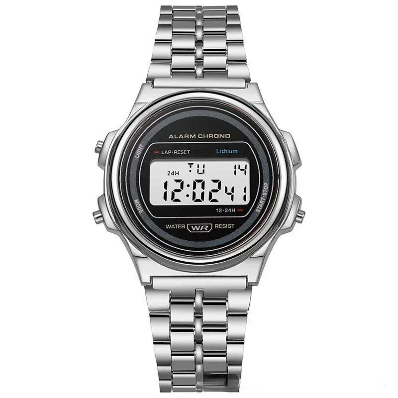 Luxury Retro Square Digital Watches for Men and Women - Rose Gold and Silver Ladies Wristwatches