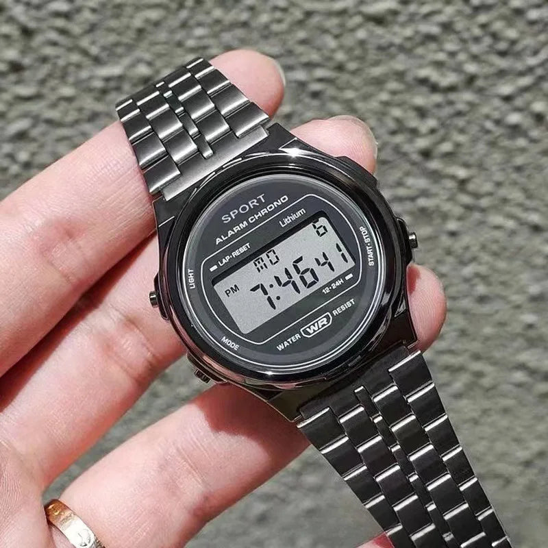 Luxury Retro Square Digital Watches for Men and Women - Rose Gold and Silver Ladies Wristwatches