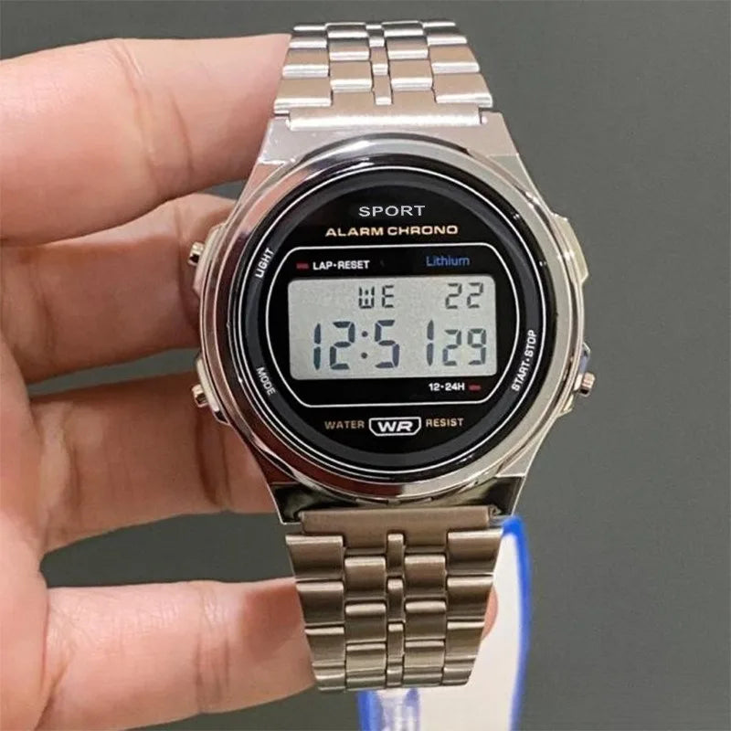 Luxury Retro Square Digital Watches for Men and Women - Rose Gold and Silver Ladies Wristwatches